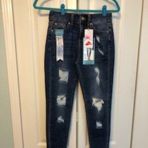 Enjean *New with tags* Distressed, Medium Wash, High-Rise Skinny Jeans Size: 0